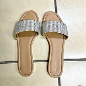 Aldo embellished strap slip on sandals.